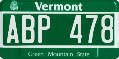 VT license plate ABP478