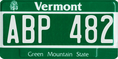 VT license plate ABP482