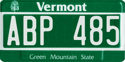 VT license plate ABP485