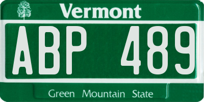 VT license plate ABP489