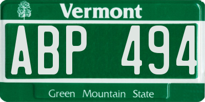 VT license plate ABP494