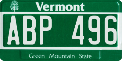 VT license plate ABP496