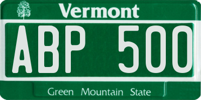 VT license plate ABP500