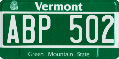 VT license plate ABP502