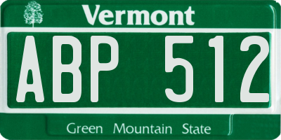 VT license plate ABP512