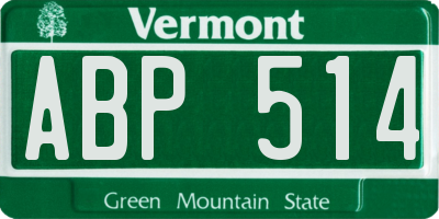 VT license plate ABP514