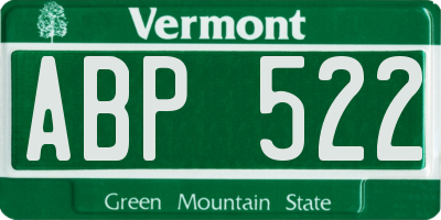 VT license plate ABP522