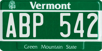 VT license plate ABP542