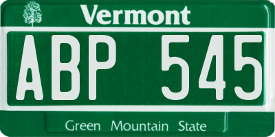 VT license plate ABP545