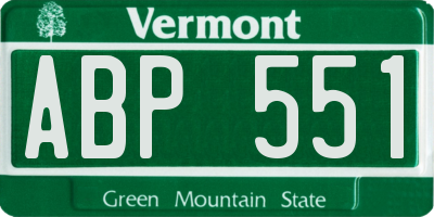 VT license plate ABP551