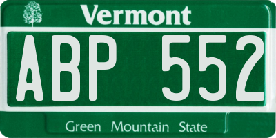 VT license plate ABP552