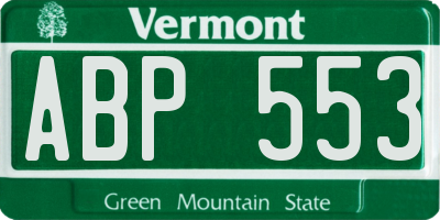 VT license plate ABP553