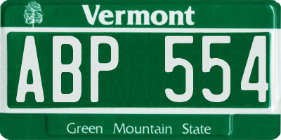 VT license plate ABP554