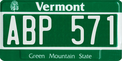 VT license plate ABP571