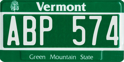 VT license plate ABP574