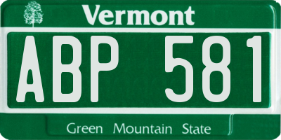 VT license plate ABP581