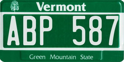 VT license plate ABP587