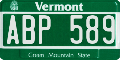 VT license plate ABP589