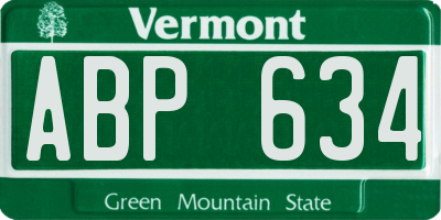 VT license plate ABP634