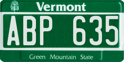 VT license plate ABP635