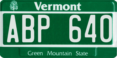 VT license plate ABP640