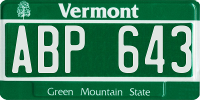 VT license plate ABP643