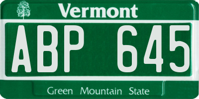 VT license plate ABP645