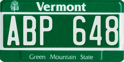 VT license plate ABP648