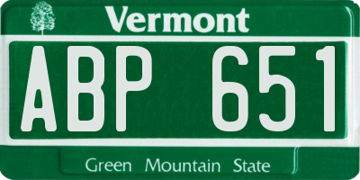 VT license plate ABP651