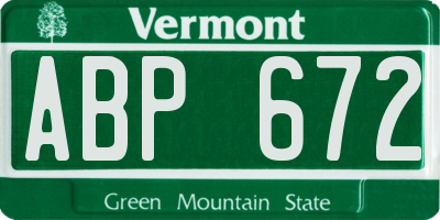 VT license plate ABP672