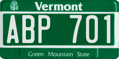 VT license plate ABP701