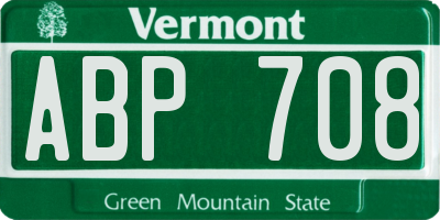 VT license plate ABP708