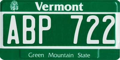 VT license plate ABP722