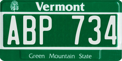 VT license plate ABP734