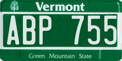 VT license plate ABP755