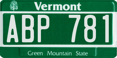 VT license plate ABP781
