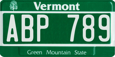 VT license plate ABP789