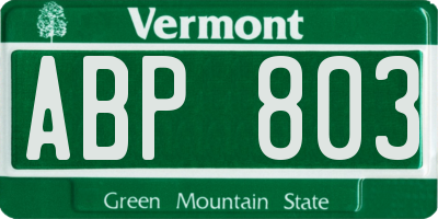 VT license plate ABP803