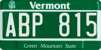 VT license plate ABP815