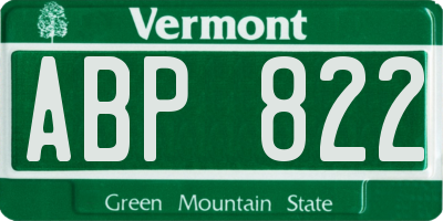 VT license plate ABP822