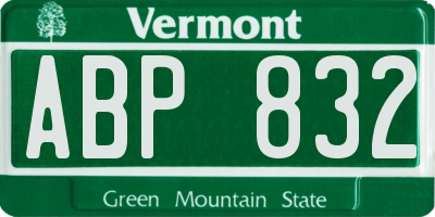 VT license plate ABP832