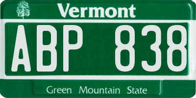 VT license plate ABP838