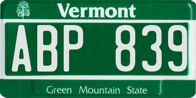 VT license plate ABP839
