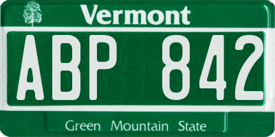 VT license plate ABP842