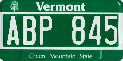 VT license plate ABP845