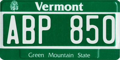 VT license plate ABP850