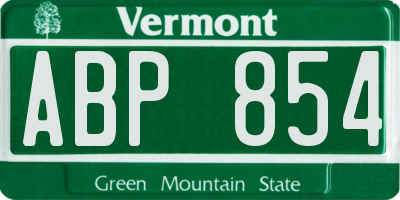 VT license plate ABP854