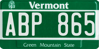 VT license plate ABP865