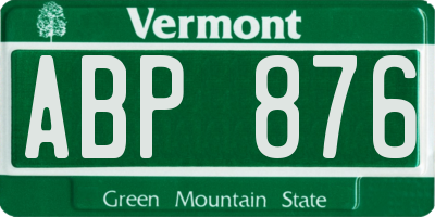 VT license plate ABP876