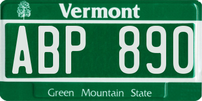 VT license plate ABP890